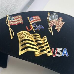 USA patriotic brooch pin lot vintage jewelry American flag